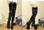 Sexy Fetish Shoes Over The Punk Knee With Ultra High Heels - Alt Style Clothing