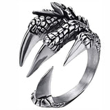 Get the Edgy Look with Stainless Steel Vintage Silver Eagle Animal Rings - Alt Style Clothing