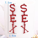 English Letter Long Drop Earring Spray Metal Exaggerated Party Jewelry