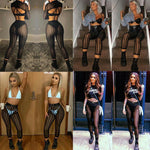 Sexy Ladies Mesh Sheer Striped Leggings - High-Waist and See-Through Design - Alt Style Clothing