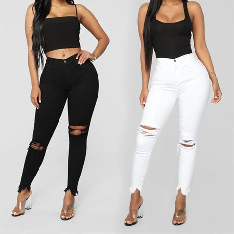 Ripped Jeans For women Slim denim Jeans Casual Skinny pencil pants - Alt Style Clothing