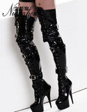 Sexy Fetish Shoes Over The Punk Knee With Ultra High Heels - Alt Style Clothing