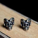 Silver Creative Retro Evil Satan Skull Stud Earring Trendy Street Punk Style Earrings 