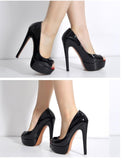 Make a Statement with Peep Toe Platform Spike Pumps Extremely High Heel Party Shoes