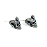 Silver Creative Retro Evil Satan Skull Stud Earring Trendy Street Punk Style Earrings - Alt Style Clothing