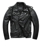 Classical Motorcycle Jackets Men Leather Jacket Cowhide Thick Moto Jacket - Alt Style Clothing