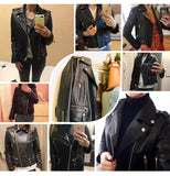 Leather Biker Jacket with Rivets for Women