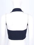 Elegant Stripe Waistcoat Vest Halter Neck V-Neck Style - Alt Style Clothing