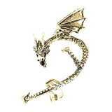 Retro Earrings Gothic Punk Etched Dragon Shape Ear Cuff No Piercing - Alt Style Clothing