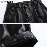 Stylish High-Waisted PU Leather Trousers for Women - Chic and Loose Fit Design - Alt Style Clothing