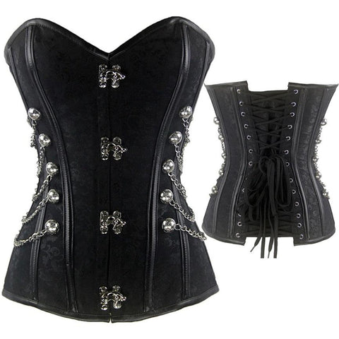 Vintage Retro Sexy Steampunk Gothic Leather Overbust Corset