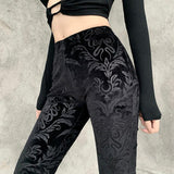 InsGoth Retro Gothic High Waist Flared Pants - Alt Style Clothing