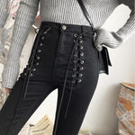 Pencil Pants Lace-Up Zip Ankle-length Jeans - Alt Style Clothing