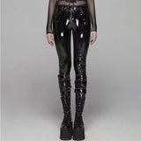 Shiny Patent Leather High-Waisted Pencil Pants - Perfect for Punk Style Fashion with PVC Leather