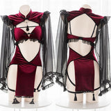 OJBK Gothic Black and Red Lace Lingerie, Perfect for Cosplay - Alt Style Clothing