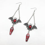 Gothic Punk Bat, Cross Coffin Earrings - Alt Style Clothing