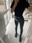 PU Leather Leggings with Elastic High Waist - Slim Pants