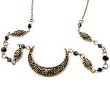 Hot Retro Gothic Style Hollow Moon Pattern Head Chain Drop Crystal Bead