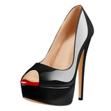 Make a Statement with Peep Toe Platform Spike Pumps Extremely High Heel Party Shoes - Alt Style Clothing