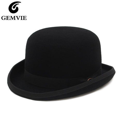 Wool Felt Derby Bowler Hat - Fashionable Fedora Style with Satin Lining