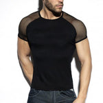 Stay Cool and Edgy with Mesh Patchwork Streetwear Crew Neck Short Sleeve Casual Tops - Alt Style Clothing