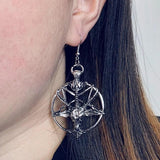 Retro Satan Pentagram Goat Head Skull Earrings
