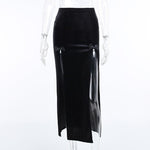 Stay Warm and Stylish with our Gothic Punk Winter Midi Skirt - Mall Gothic Velvet with Sexy Slim Fit - Alt Style Clothing