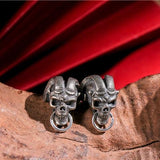 Demon Satan Ram Skull Nordic Retro Viking Earrings - Alt Style Clothing