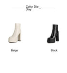 Platform Boots High Heels Back Zipper Short Boots for Women - Alt Style Clothing