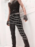Idopy Gothic Punk Rock Rivet Faux Leather Pants - Perfect for Nightclub Fashion with a Unique and Edgy Style