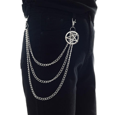 Punk Pants Chain Pentagram Keychain - Alt Style Clothing