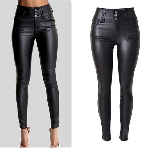 Sexy Hip Push-Up PU Leather Skinny Pencil Pants for Women - Stretchy and Form-Fitting Design - Alt Style Clothing