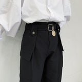 Pant High Waist Wide Leg Belt Tapered Trousers - Alt Style Clothing