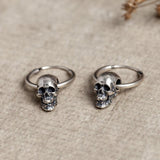Vintage Silver Plated Skull Ear Ring - Alt Style Clothing