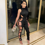 Get Ready to Turn Heads with Our Backless Hollow Out Bodycon Jumpsuit Romper Overall for Club Night Outfits - Alt Style Clothing