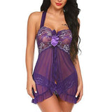 Lace Flower Nightgown and V-Neck Peignoir Sleepwear for Women - Alt Style Clothing