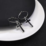 Make a Bold Statement with Black Hollow Cross Big Earrings - Alt Style Clothing