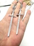 Sword Dagger Hoop Lever Back Witch or Pagan Alternative Gothic Classic Metal Earrings - Alt Style Clothing