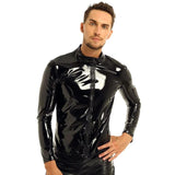 Glossy PVC Leather Sheath Shirt - Perfect for Shaping and Stylish Looks