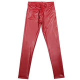 Stylish Men Thicken Trousers PU Faux Leather Shiny Glossy Bars Club - Alt Style Clothing
