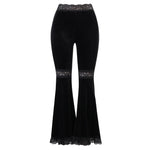Gothic Dark High-Waist Flare Pants with Sexy Patchwork Lace - Loose Fashionable Trousers for Women - Alt Style Clothing