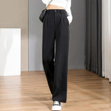 Vintage High-Waisted Straight Pants for Gothic Office Wear - Alt Style Clothing