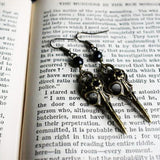 Crow Skull Dangle Earrings Vintage Bronze Wiccan Gothic Jewelry - Alt Style Clothing