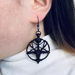 Retro Satan Pentagram Goat Head Skull Earrings - Alt Style Clothing