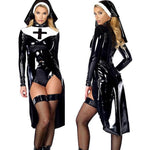 Saintlike Seductress Costume Faux Leather PVC Wetlook Nun Costume