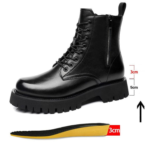 Platform Boot Height Increasing High Men Leather Heel Shoe