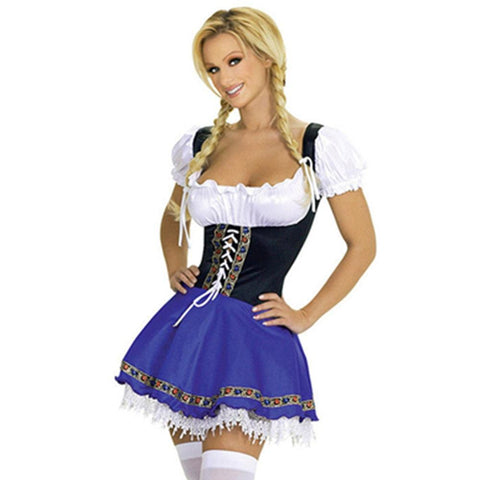 Blue Sexy Oktoberfest Bavarian Serving Maid Costume Dress - Alt Style Clothing