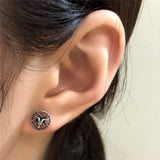 Gothic Style Silver Vintage Satan Sheep Head Earrings - Alt Style Clothing