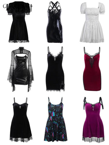 Darkly Alluring Gothic Vintage Lace Sleeveless Mini Dress - Alt Style Clothing