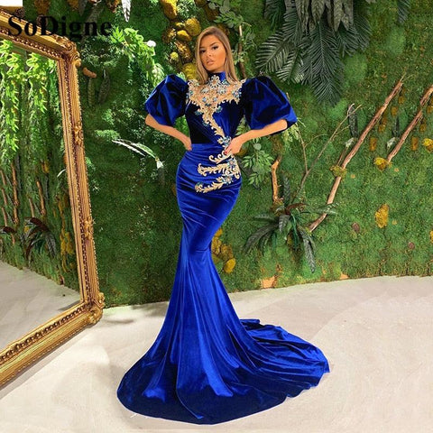 Arabic Mermaid Evening Dress Beads Side Split Evening Dress - Alt Style Clothing